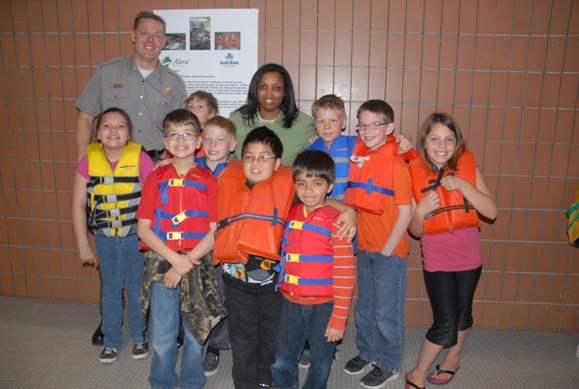 Children in life vests