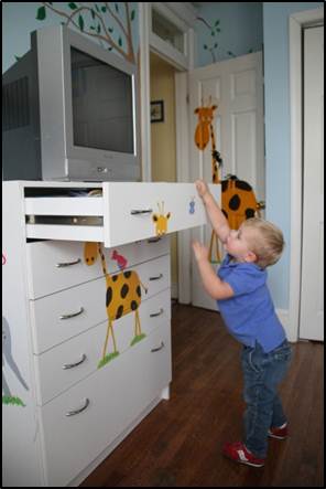 Dresser with a TV on top