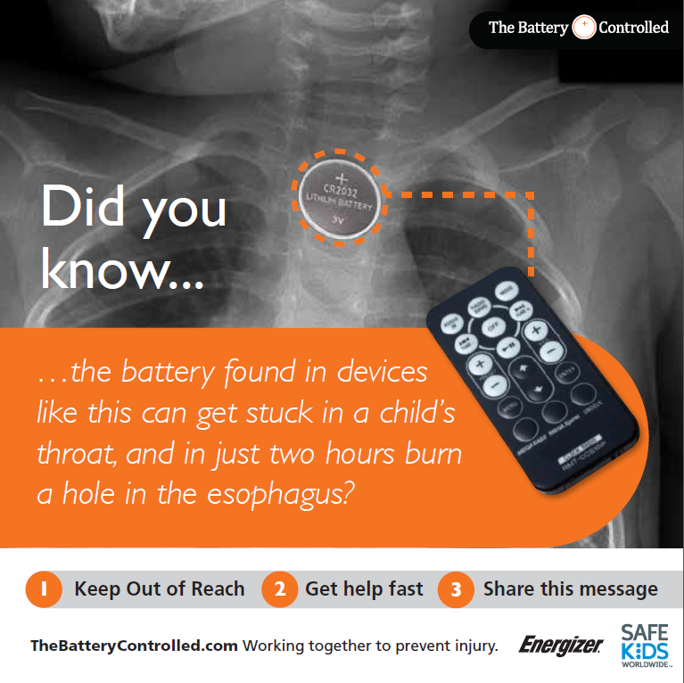 Infographic on button battery dangers